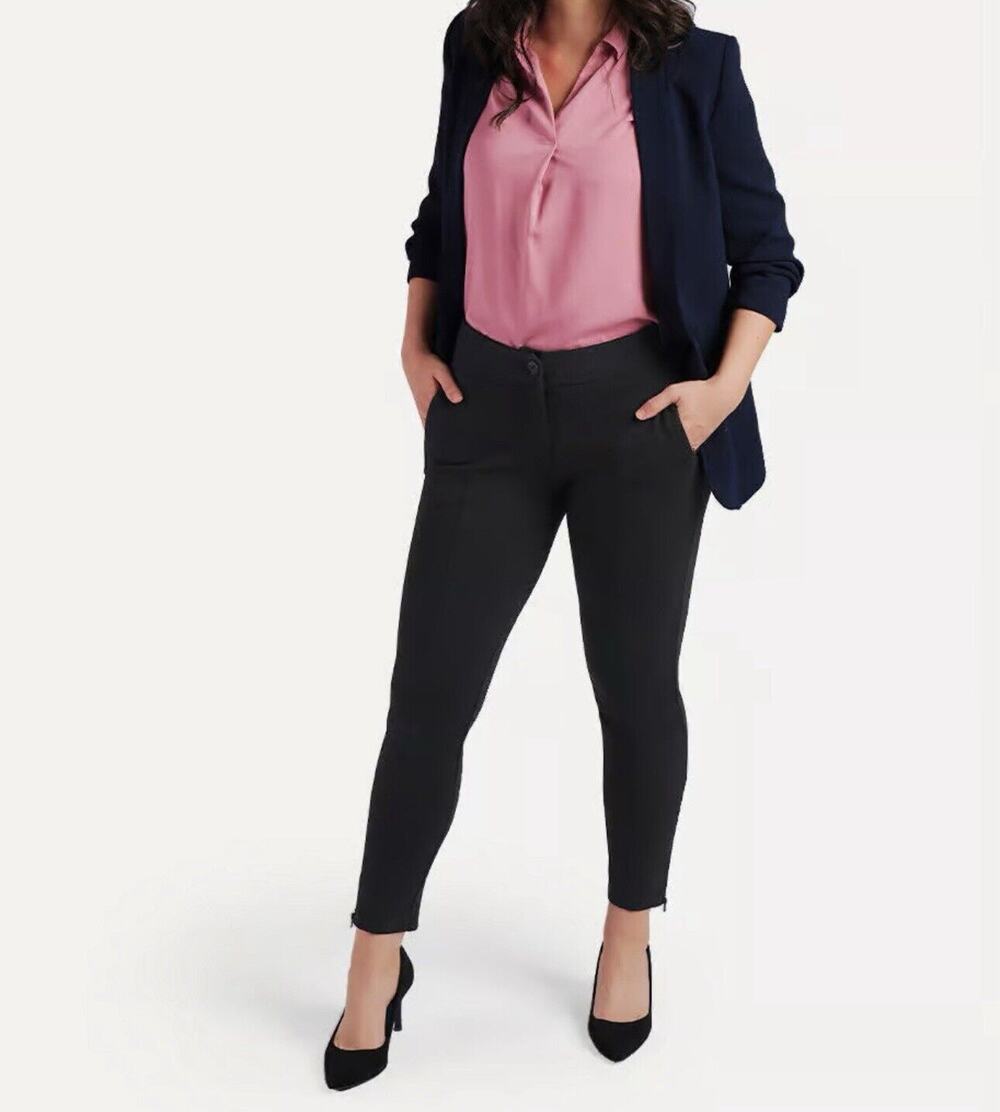 Betabrand Dress Pant Yoga Pants Womens S Black Skinny Leg Zip Ankle DPYP